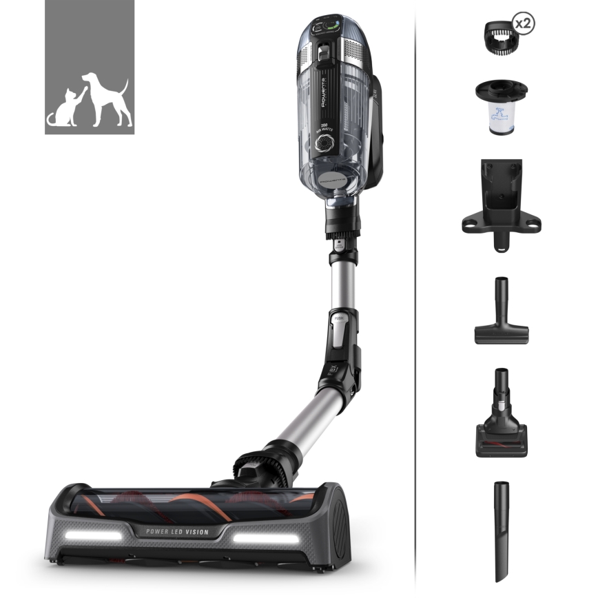 Rowenta - Štapni usisavač 3 u 1 X-FORCE ANIMAL AUTO 480 W/32,4 V crni 2000 mAh