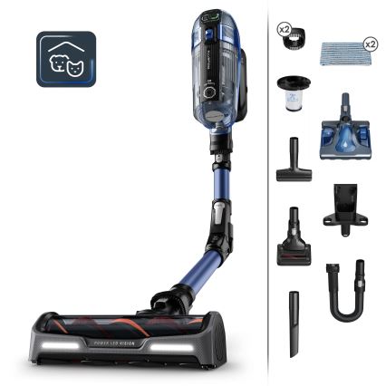 Rowenta - Štapni usisavač s mopom X-FORCE FLEX ANIMAL AQUA AUTO 3u1 480W/32,4V 2500 mAh plava