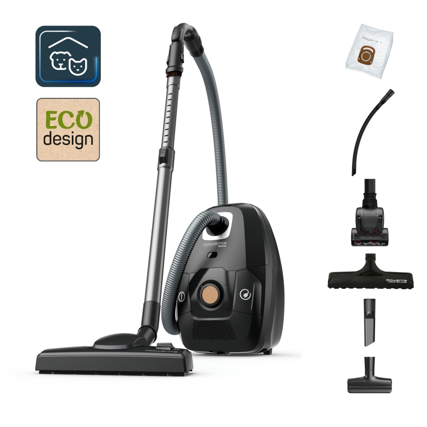 Rowenta - Usisivač s vrećicom ZELENA FORCE EFFITECH ECO TOTAL CLEAN 400W/230V crna