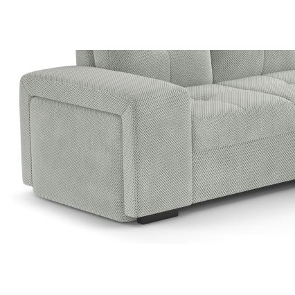 Rozvlačna sofa s prostorom za pohranu i tabureom PALERMO, svijetlosiva, desna