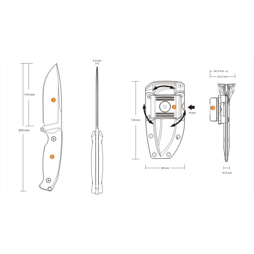Ruike RUJF118B - Nož JAGER 22,3 cm crna