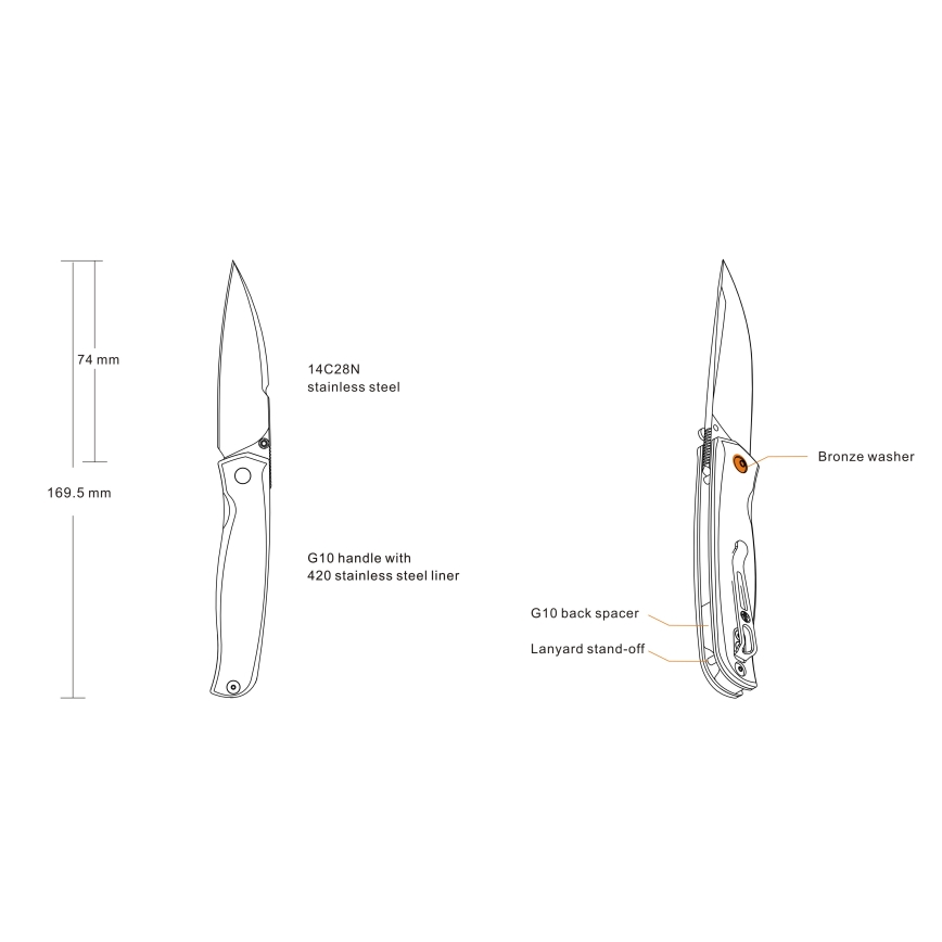 Ruike RUP661B - Kompaktni sklopivi nož 16,9 cm crni