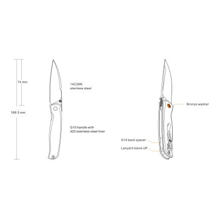 Ruike RUP661B - Sklopivi kompaktni nož 16,9 cm crna