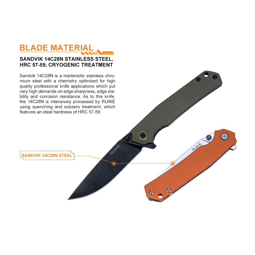 Ruike RUP801G - Sklopivi džepni nož 20 cm zelena