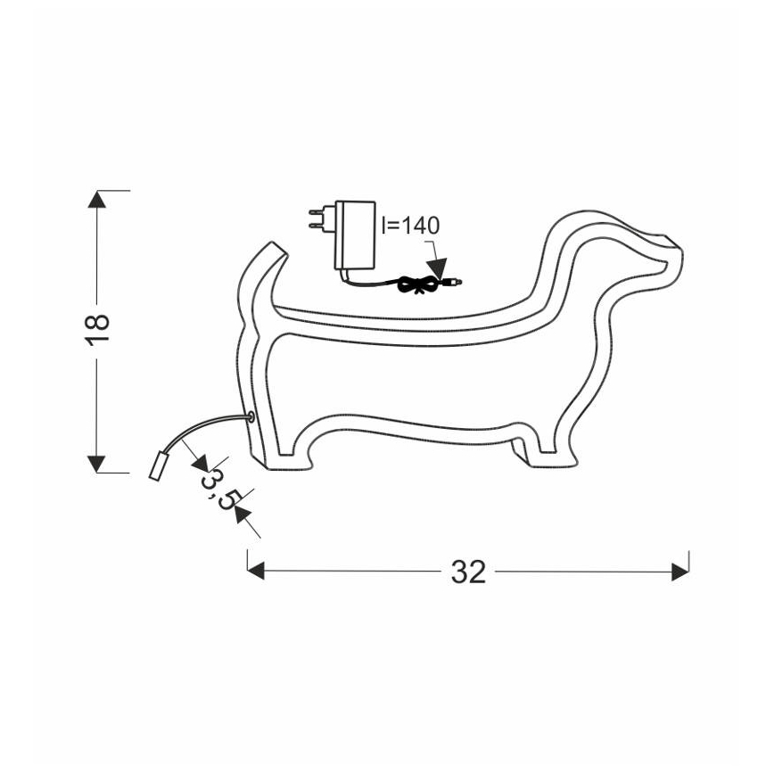 Ružičasta dječja LED stolna lampa DOG LED/12W/230V