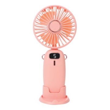 Ružičasti punjivi džepni ventilator 3W/5V 1200 mAh