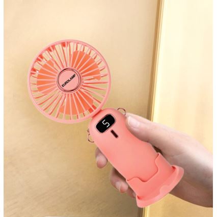 Ružičasti punjivi džepni ventilator 3W/5V 1200 mAh