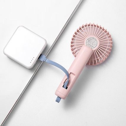 Ružičasti punjivi džepni ventilator 5W/5V 1200 mAh