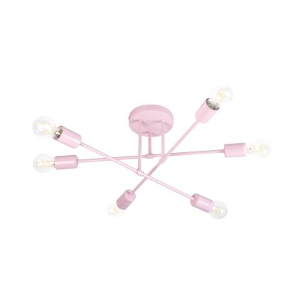 Ružičasti stropni luster CAMBRIDGE 6xE27/15W/230V