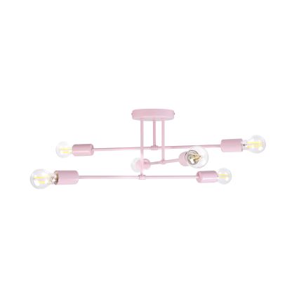 Ružičasti stropni luster CAMBRIDGE 6xE27/15W/230V
