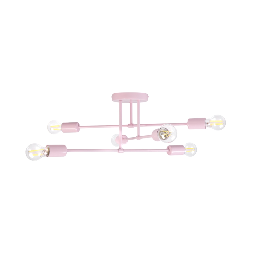 Ružičasti stropni luster CAMBRIDGE 6xE27/15W/230V