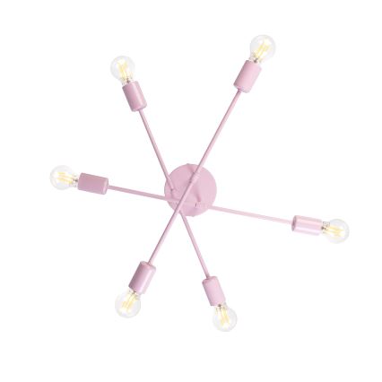 Ružičasti stropni luster CAMBRIDGE 6xE27/15W/230V