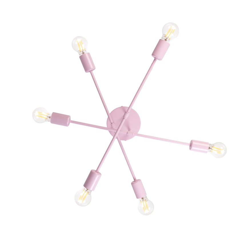 Ružičasti stropni luster CAMBRIDGE 6xE27/15W/230V