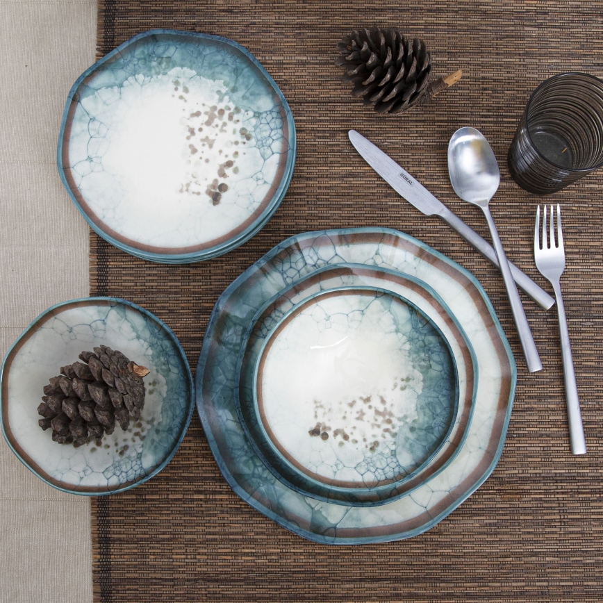 Sada za jelo, 24 kom., plava/porculan