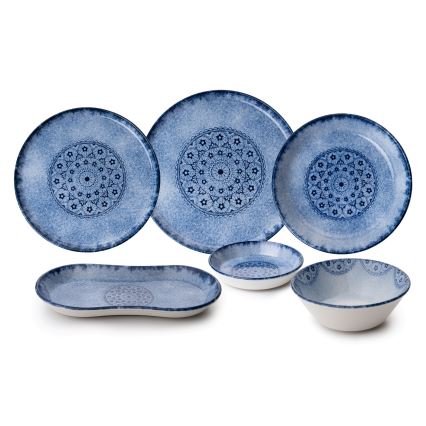 Sada za jelo, 27 kom., plava/porculan