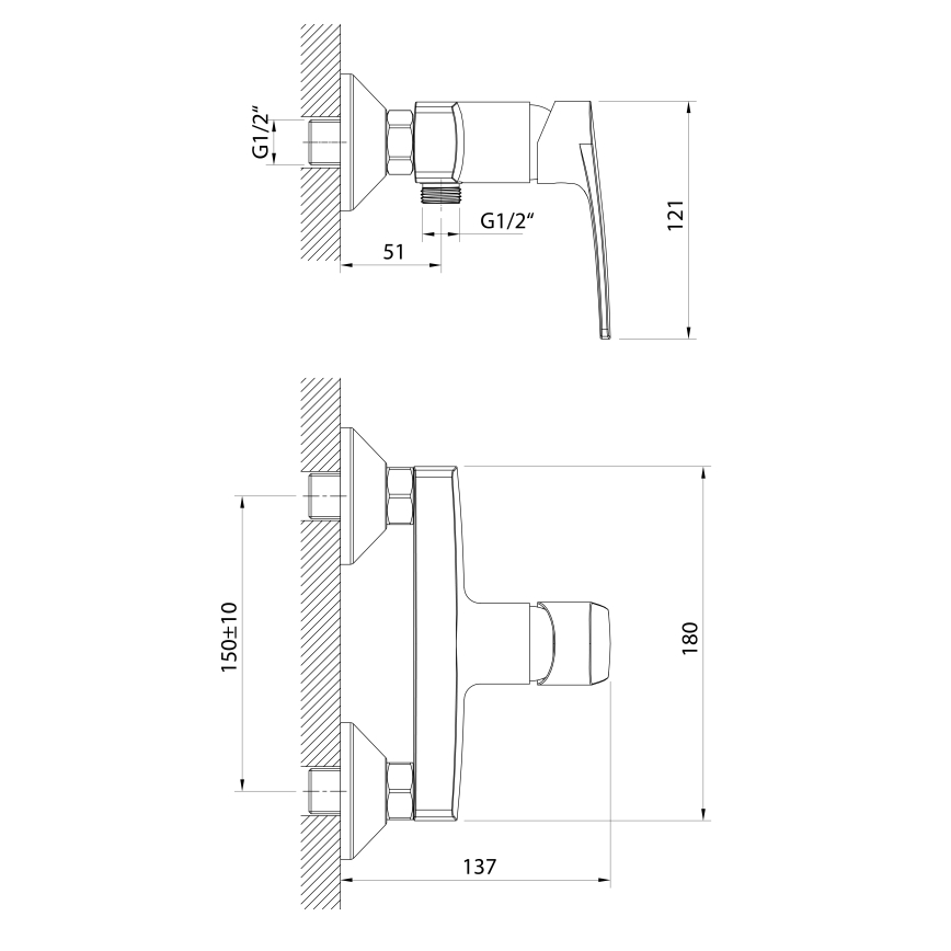 Samona - Miješalica za tuš KORANA, sjajni krom