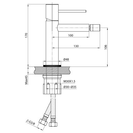 Sapho - Baterija za bide SOLARIS mat crne boje