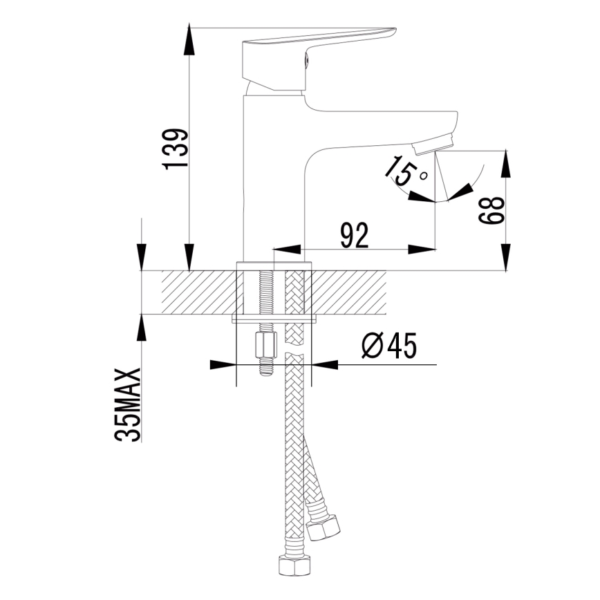 Sapho - Baterija za umivaonik SMALL 13,9 cm sjajni krom