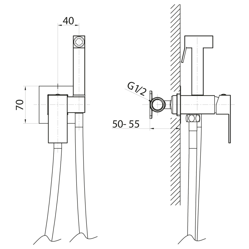 Sapho - Miješalica za bide s tušem za podžbuknu ugradnju CUBEMIX matno zlato