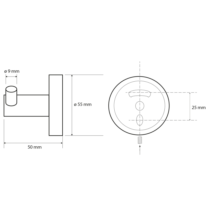 Sapho - Dvostruki zidni kuk X-ROUND 5x5,5 cm crni