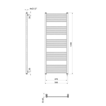Sapho - Električna sušilica za ručnike METRO-E 500W 134x50 cm bijela