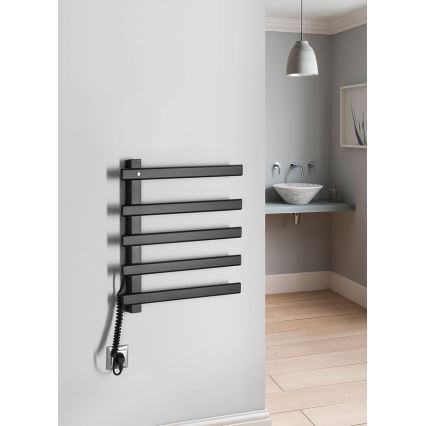 Sapho - Električni grijač za ručnike ELCOR 63W 48x52 cm mat crne boje