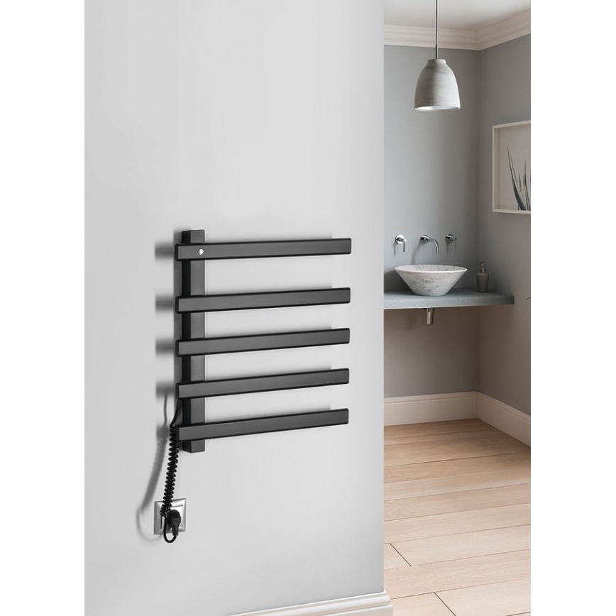 Sapho - Električni grijač za ručnike ELCOR 63W 48x52 cm mat crne boje
