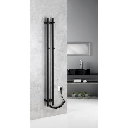 Sapho - Električni sušač ručnika PAPINADO 40W 120x11 cm mat crne boje