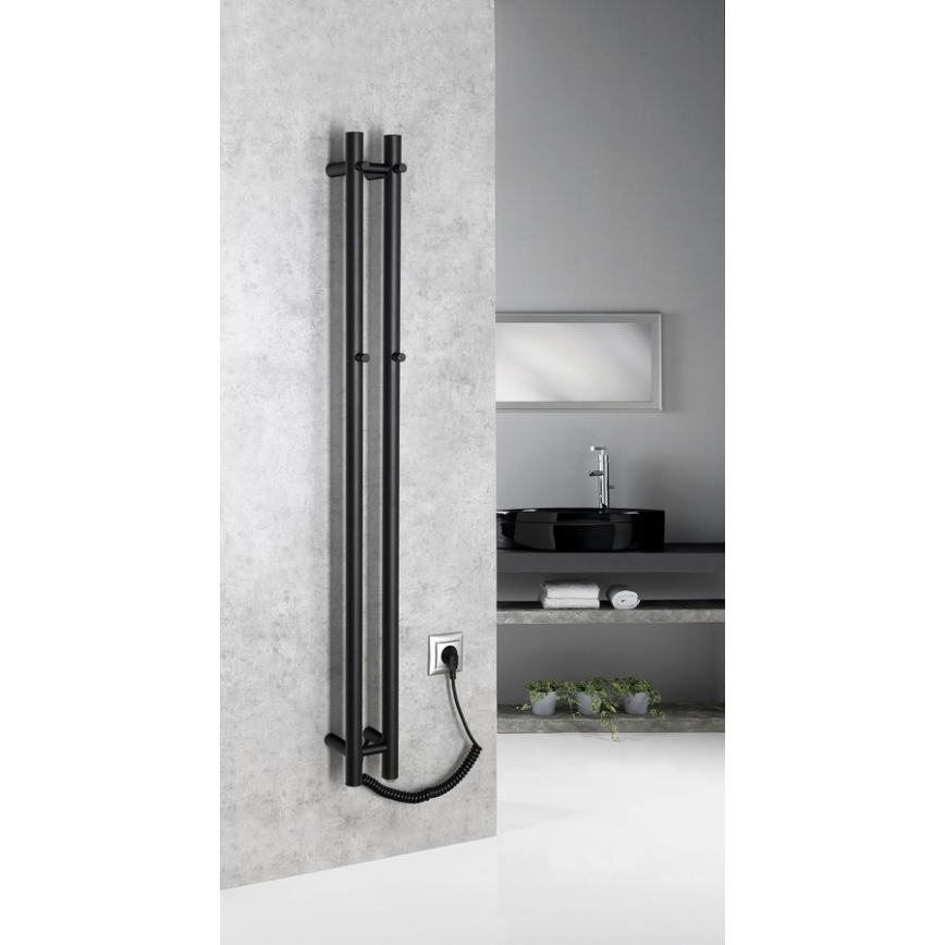 Sapho - Električni sušač ručnika PAPINADO 40W 120x11 cm mat crne boje
