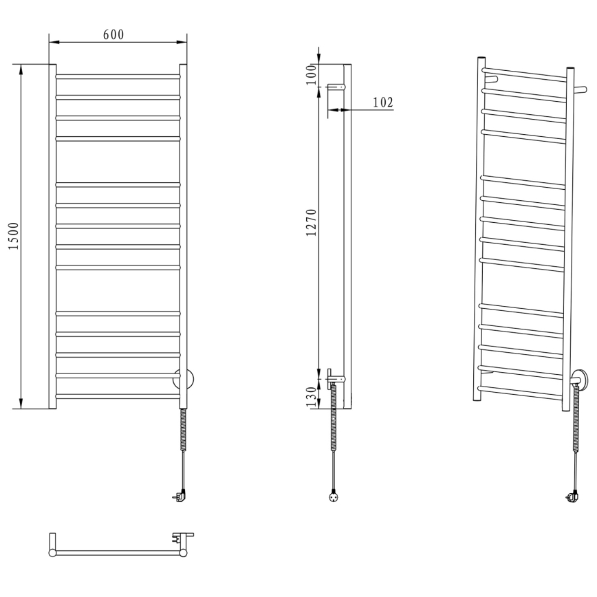 Sapho - Električni sušač ručnika REDONDO 130W 150x60 cm sjajni krom okrugli