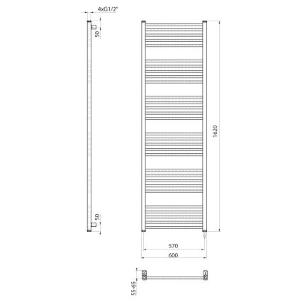 Sapho - Električni sušač za ručnike METRO-E 800W 162x60 cm bijela