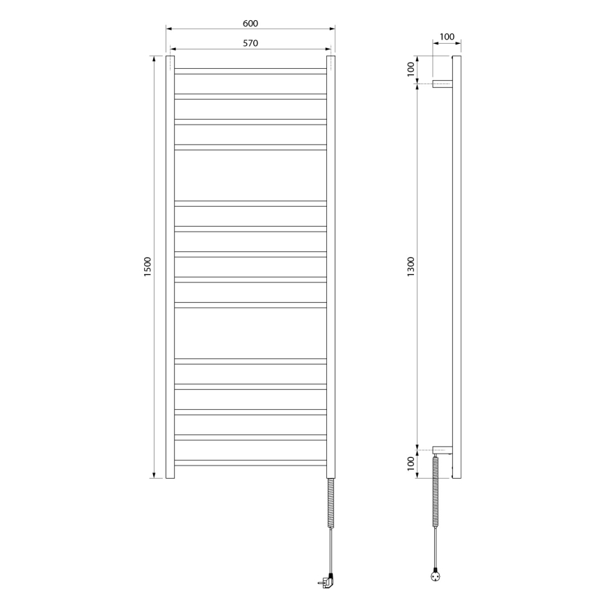 Sapho - Električni sušilac za ručnike ESKINADO 130W 150x60 cm inox/sjajni krom
