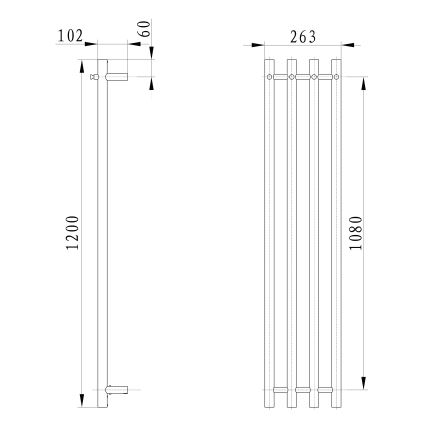Sapho - Električni sušilo za ručnike PAPINADO 85W/230V 120 cm sjajni krom desni