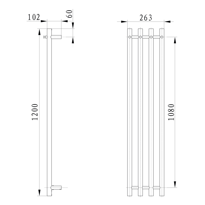 Sapho - Električni sušilo za ručnike PAPINADO 85W/230V 120 cm sjajni krom desni