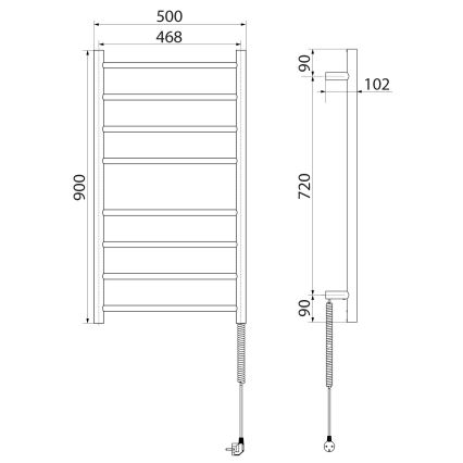 Sapho - Električno sušilo za ručnike REDONDO 75W/230V 90 cm sjajni krom desna okrugli