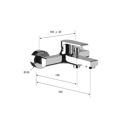 Sapho - KAI kupaonska miješalica za kadu, mat crna