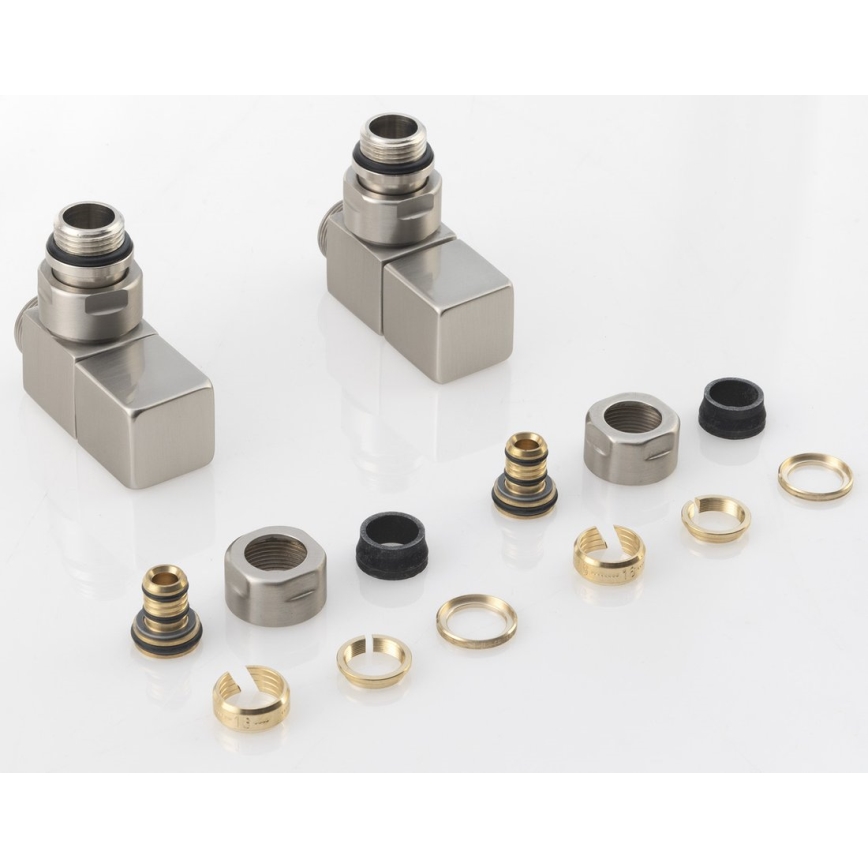 Sapho - Komplet priključaka za kutne ventile CUBE, 2 kom, brušeni nehrđajući čelik