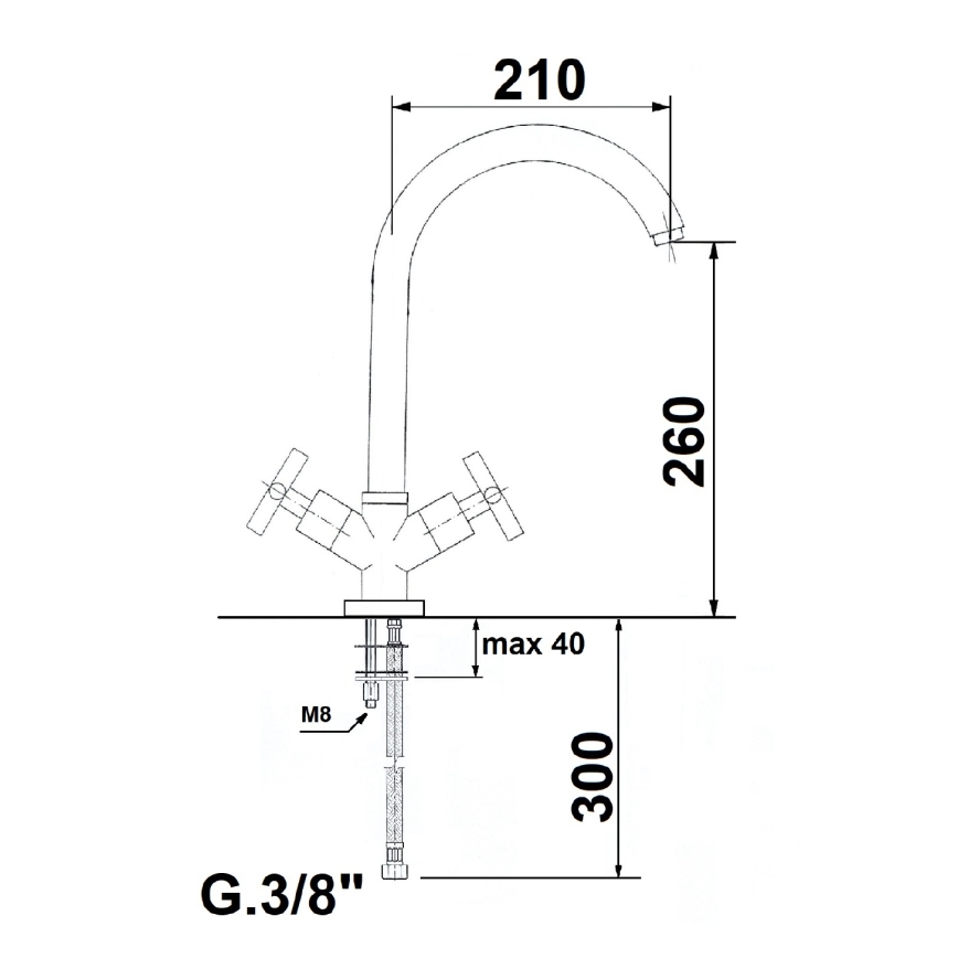 Sapho - Kuhinjska miješalica AXIA, sjajni krom