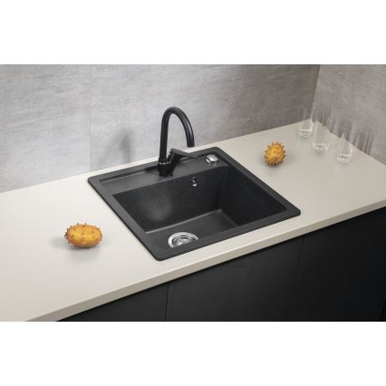 Sapho - Kuhinjski sudoper 53x50 cm granit/crna