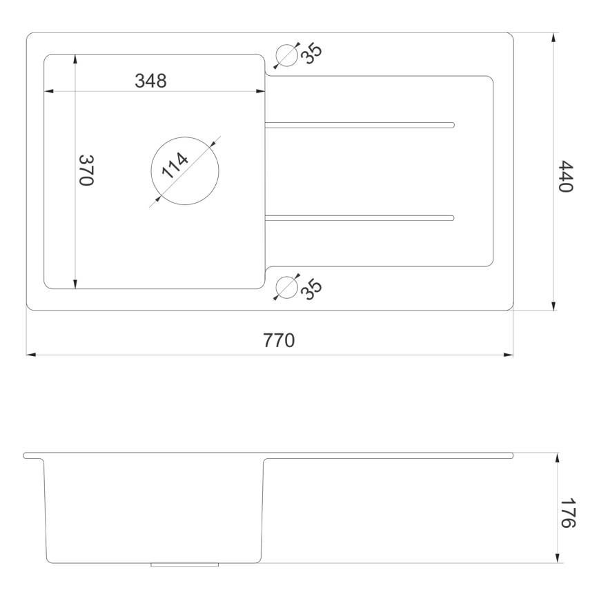 Sapho - Kuhinjski sudoper 77x44 cm granit/bež