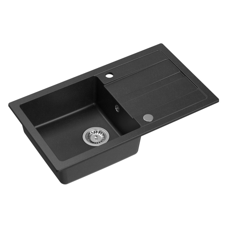 Sapho - Kuhinjski sudoper 77x44 cm granit/crna