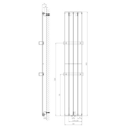 Sapho - Kupaonski radijator COLONNA 180x30 cm bijela
