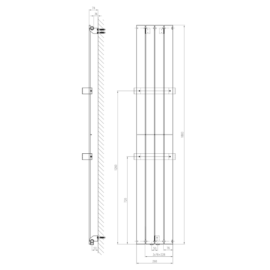 Sapho - Kupaonski radijator COLONNA 180x30 cm bijela