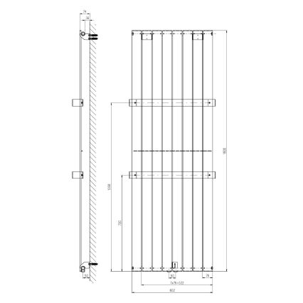 Sapho - Kupaonski radijator COLONNA 180x60 cm, srebrni
