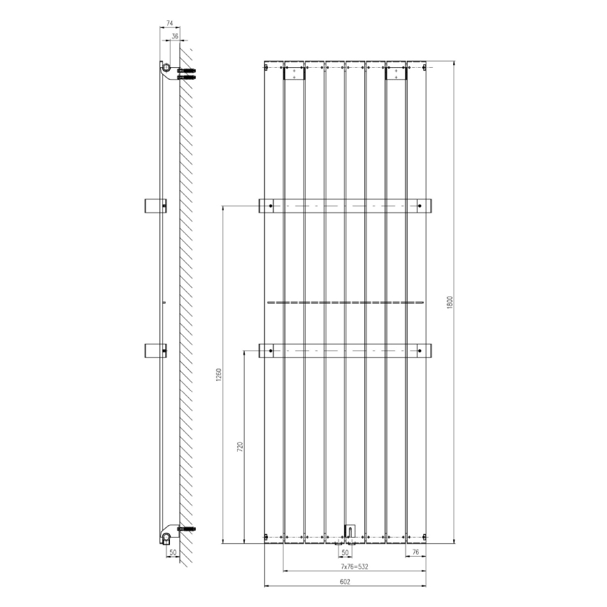 Sapho - Kupaonski radijator COLONNA 180x60 cm, srebrni
