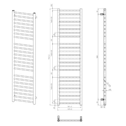 Sapho - Kupaonski radijator DINA 156x40 cm mat crne boje