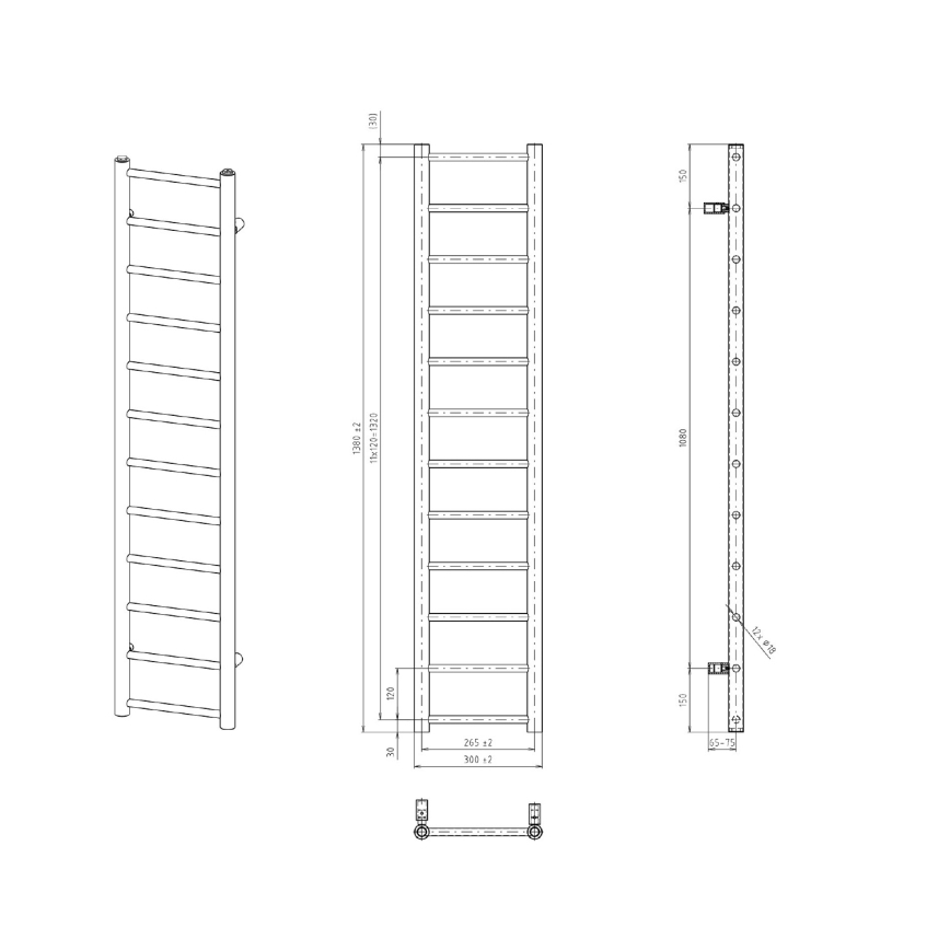 Sapho - Kupaonski radijator DINA 278W 30x138 cm bijela