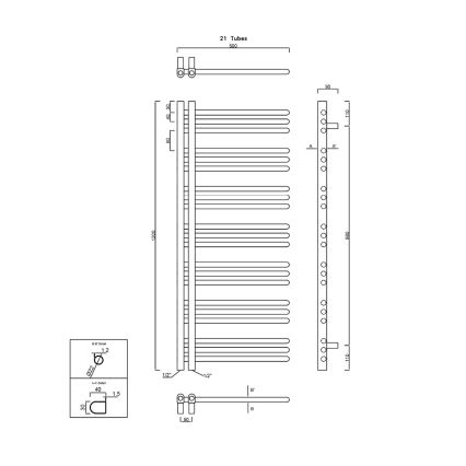 Sapho - Kupaonski radijator DORLION 378W/230V 50x120 cm sjajni krom