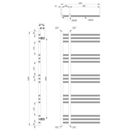 Sapho - Kupaonski radijator MAGDALENA 408W/230V 50x120 cm sjajni krom