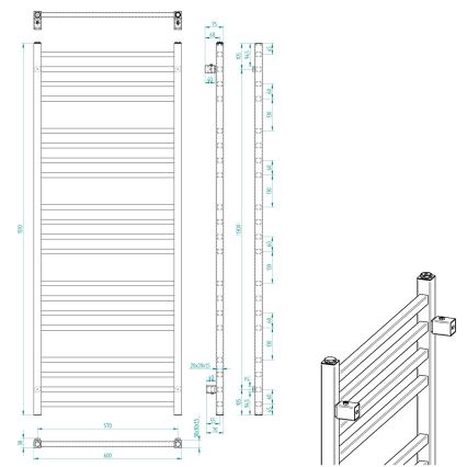Sapho - Kupaonski radijator METRO 151x60 cm mat crne boje